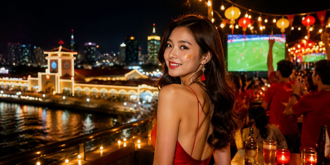 Khán giả theo dõi bóng đá trên biển tại Tp. Hồ Chí Minh
